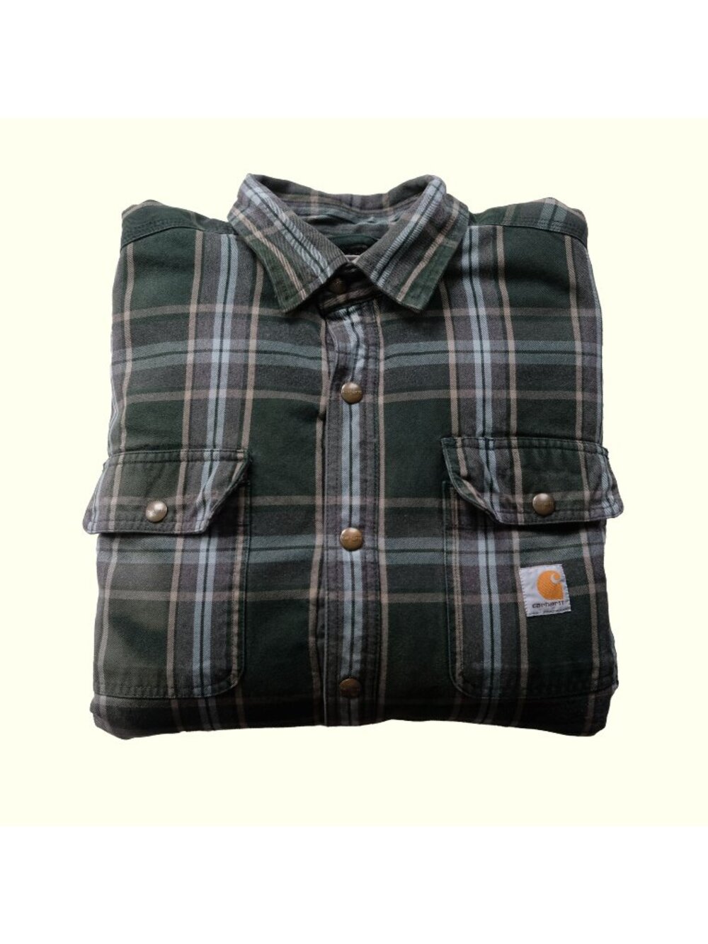 CARHARTT VTG 90s 00s RETRO GREEN PLAID SHERPA WORKWEAR OUTDOOR JACKET 2017 SZ L